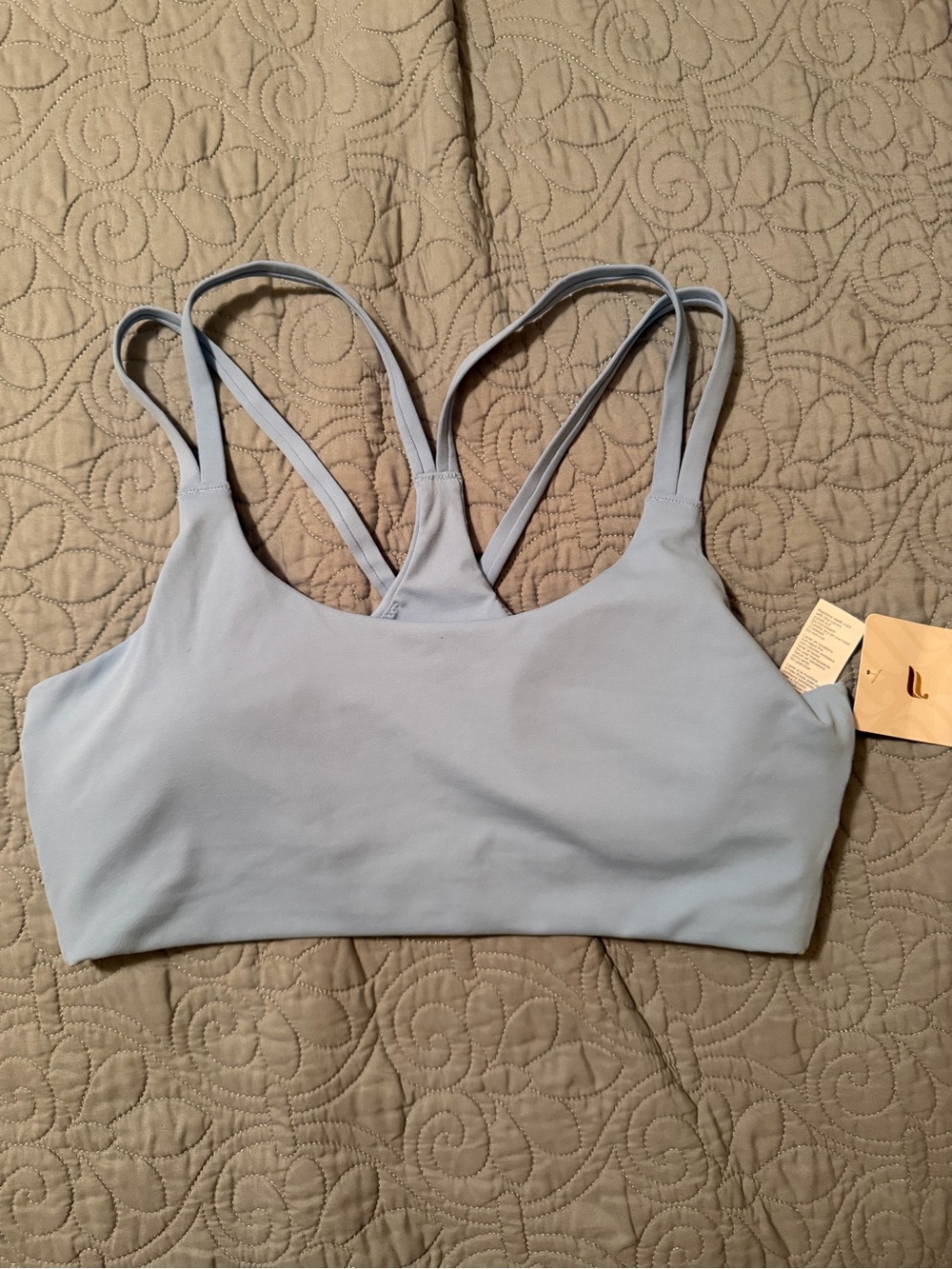 NWT Fabletics Principal Low Impact Sports Bra Bali Blue Size M Strappy Back